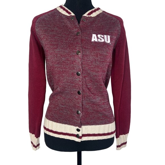 Renu‎ Woman's Red ASU Arizona State Letterman Style Cardigan Small - Picture 1 of 7